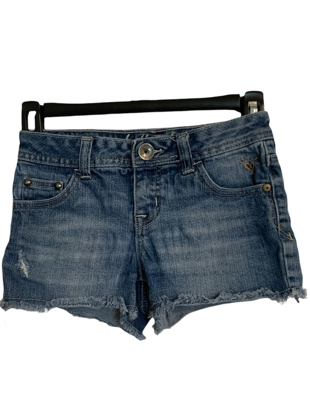 Justice Jean shorts size 8R frayed bottoms blue denim girls!